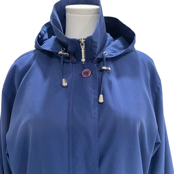 Oversized Navy Hooded Rain Jacket Aeros Kristen Blake Coastal Gorpcore Fall S - Picture 7 of 10